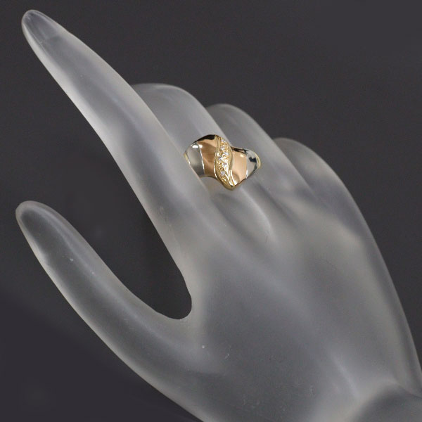Pt900/ K18YG/PG ダイヤモンド リング 0.04ct