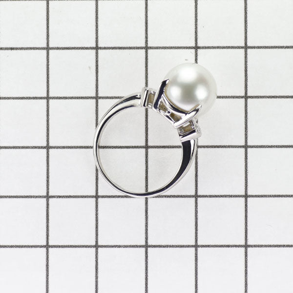田崎真珠 Pt900 白蝶真珠 ダイヤモンド リング 径約 11.1mm D0.05ct