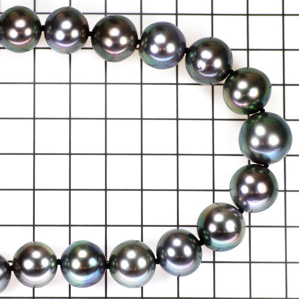 田崎真珠 K18WG 黒蝶真珠 ネックレス 径約11.0-14.8mm