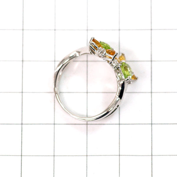 Pt900 ペリドット/シトリン ダイヤモンド リング 2.52ct D0.14ct