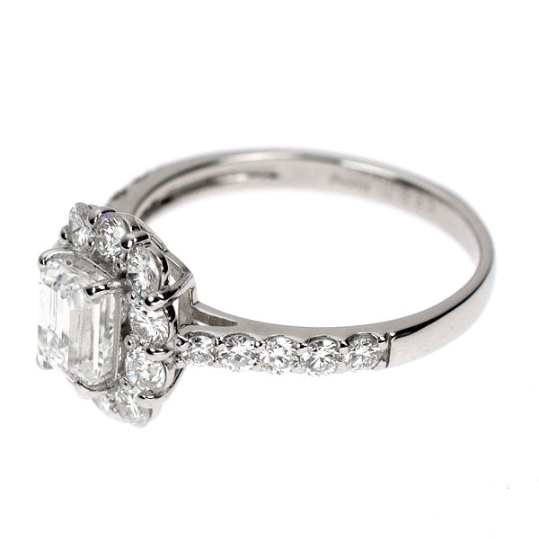 Pt950 エメラルドカット ダイヤモンド リング 0.823ct F VVS2 D0.88ct