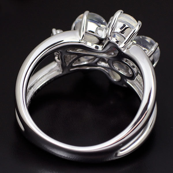 K18WG ムーンストーン ピンクサファイア ダイヤモンド リング 1.30ct PS0.17ct D0.07ct フラワー