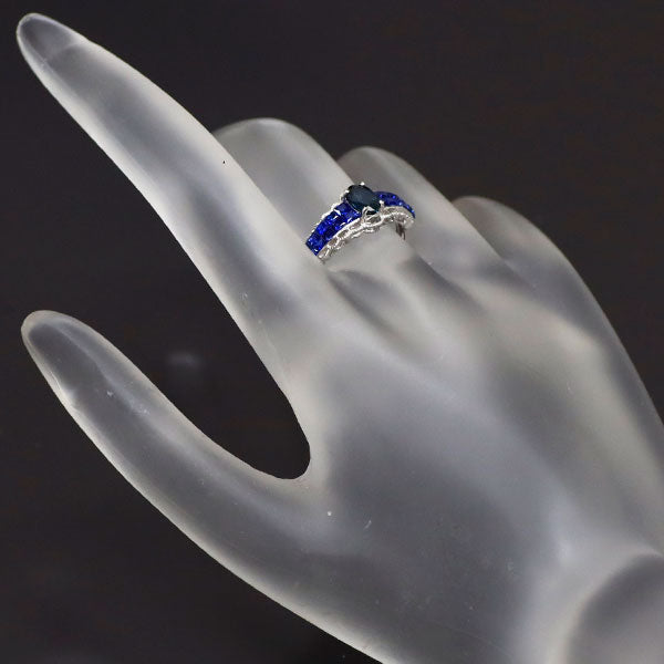 GSTV K18WG サファイア リング 1.30ct  ミステリーセッティング