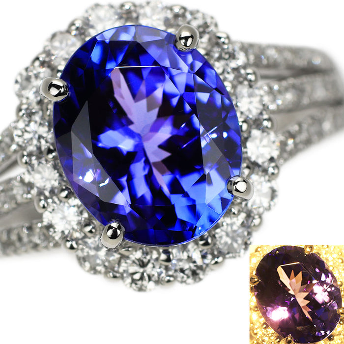 Pt900 タンザナイト ダイヤモンド リング 2.89ct 0.78