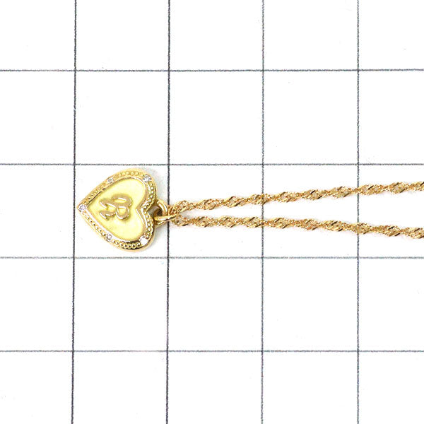 Arcabraun K18YG Diamond Pendant Necklace Initial Heart "R" 