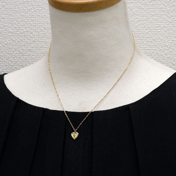 Arcabraun K18YG Diamond Pendant Necklace Initial Heart "R" 