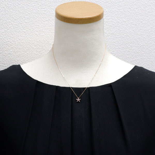 セイレーンアズーロ K18WG/PG ピンクサファイア ダイヤモンド ペンダントネックレス 0.11ct D0.03ct フラワー