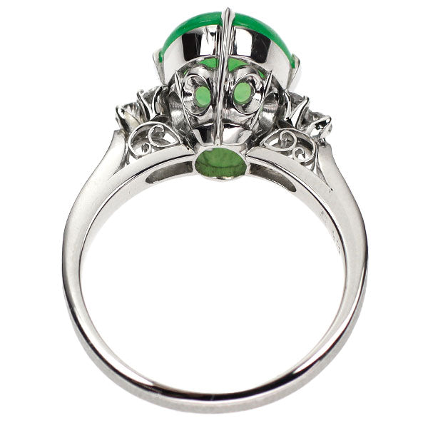 Pt900 翡翠 ダイヤモンド リング D0.13ct 陽刻ヴィンテージ製品