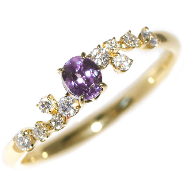 希少 K18YG アレキサンドライト ダイヤモンド リング 0.34ct D0.17ct