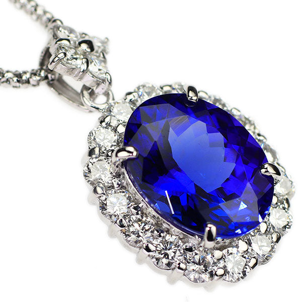 Pt900/Pt850 タンザナイト ダイヤモンド ペンダントネックレス 4.09ct D1.00ct