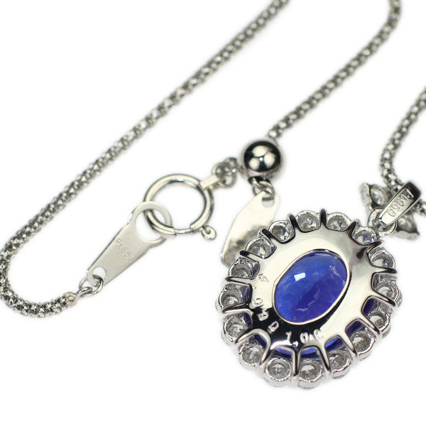 Pt900/Pt850 タンザナイト ダイヤモンド ペンダントネックレス 4.09ct D1.00ct