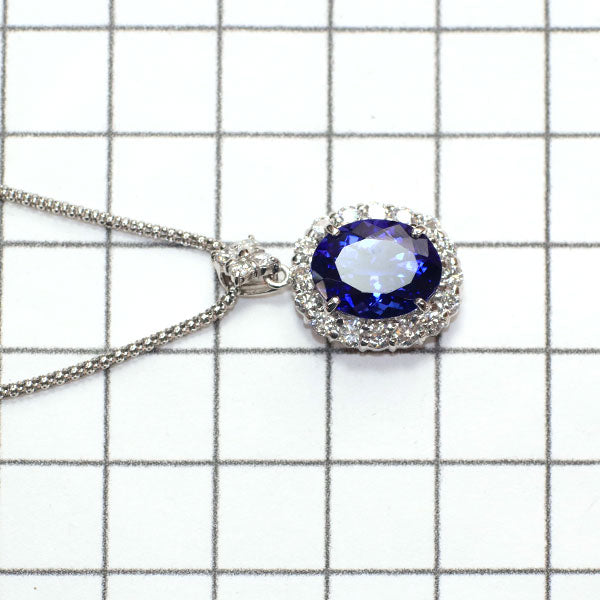 Pt900/Pt850 タンザナイト ダイヤモンド ペンダントネックレス 4.09ct D1.00ct