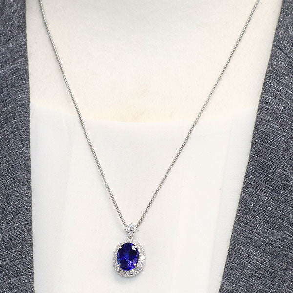 Pt900/Pt850 タンザナイト ダイヤモンド ペンダントネックレス 4.09ct D1.00ct