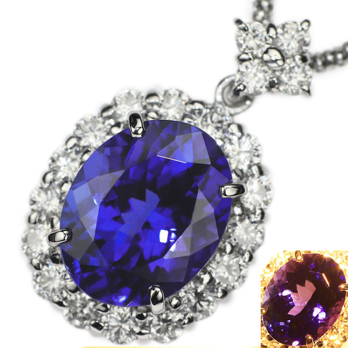 Pt900/Pt850 タンザナイト ダイヤモンド ペンダントネックレス 4.09ct D1.00ct