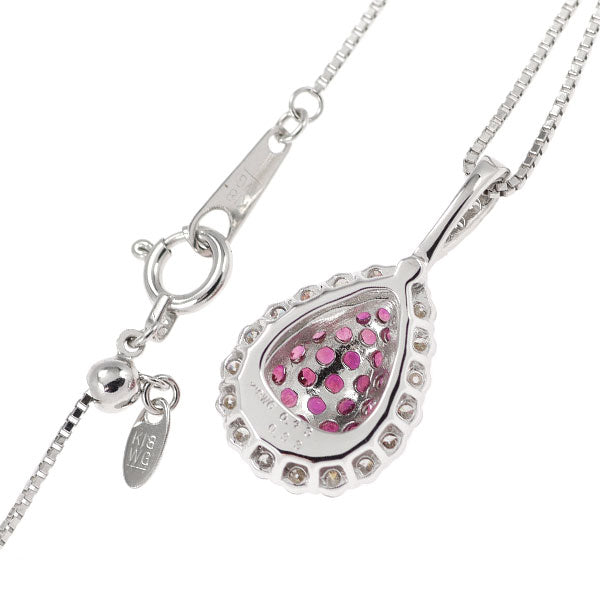 K18WG ルビー ダイヤモンド ペンダントネックレス 0.43ct D0.33ct