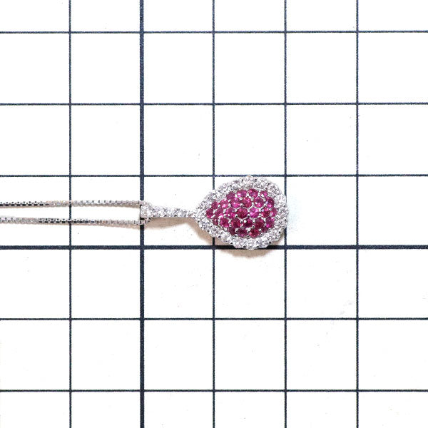 K18WG ルビー ダイヤモンド ペンダントネックレス 0.43ct D0.33ct