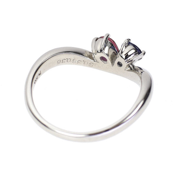 Pt900 ペアシェイプ サファイア ルビー リング 0.38ct R0.36ct