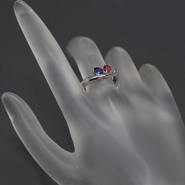 Pt900 ペアシェイプ サファイア ルビー リング 0.38ct R0.36ct