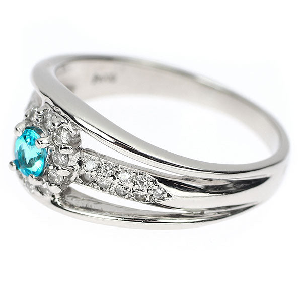 Pt900 ブラジル産 パライバトルマリン ダイヤモンド リング 0.20ct D0.18ct