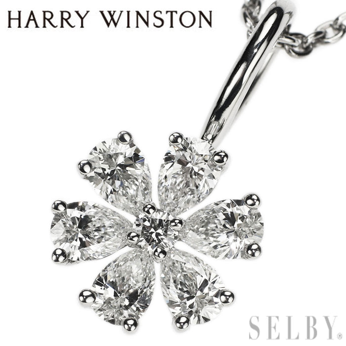 ハリーウィンストン Pt950 ダイヤモンド ペンダントネックレス フォーゲットミーノット
