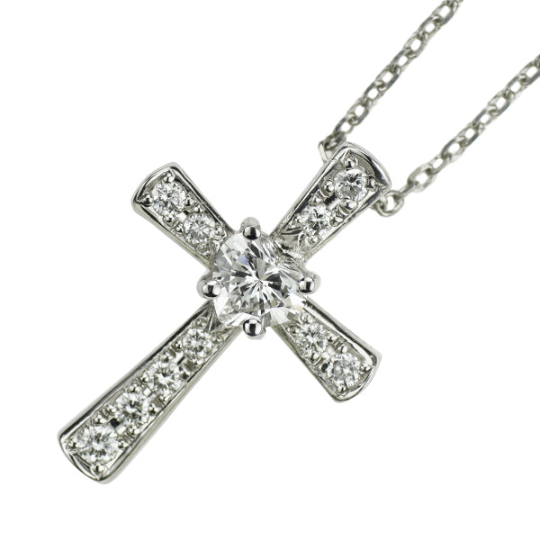 スタージュエリー Pt950 ダイヤモンド ペンダントネックレス 0.23ct クロス