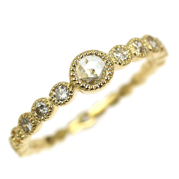 セイレーンアズーロ K18YG ローズカット ダイヤモンド タンザナイト リング 0.11ct D0.18ct