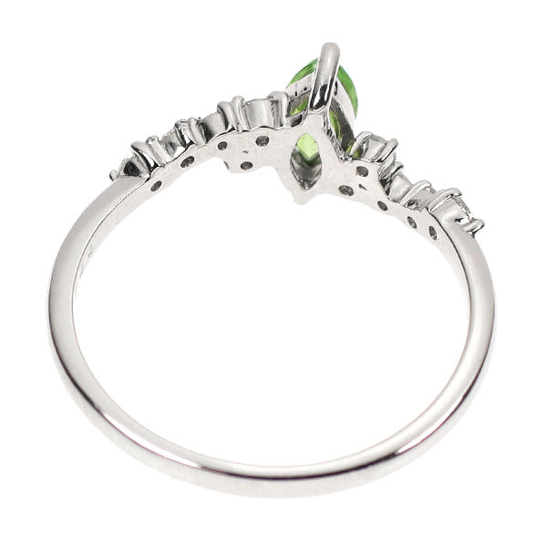 新品 希少 Pt950 強蛍光 ミントグリーンアウイナイト ローズカットダイヤ リング 0.244ct D0.11ct【エスコレ】