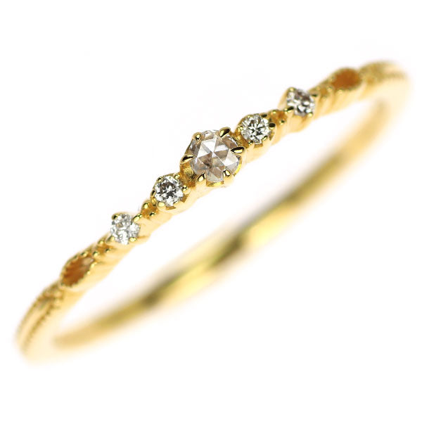 アガット/agete K18YG ローズカット/ラウンド ダイヤモンド リング 0.04ct クラシックシリーズ