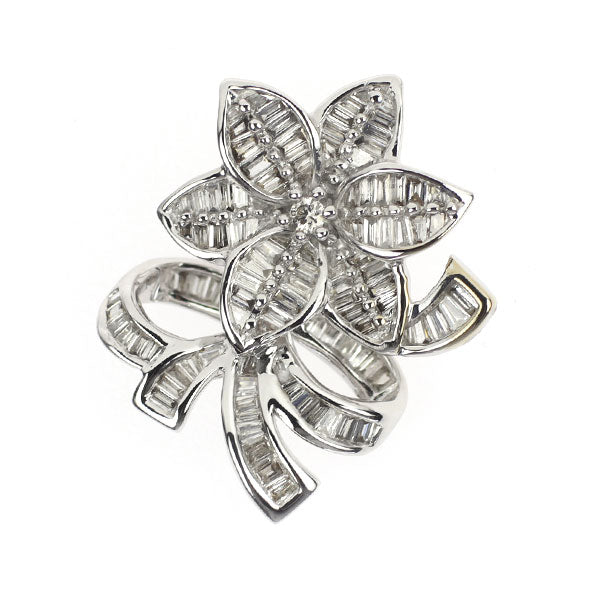 K18WG ダイヤモンド ペンダントトップ 0.45ct フラワー