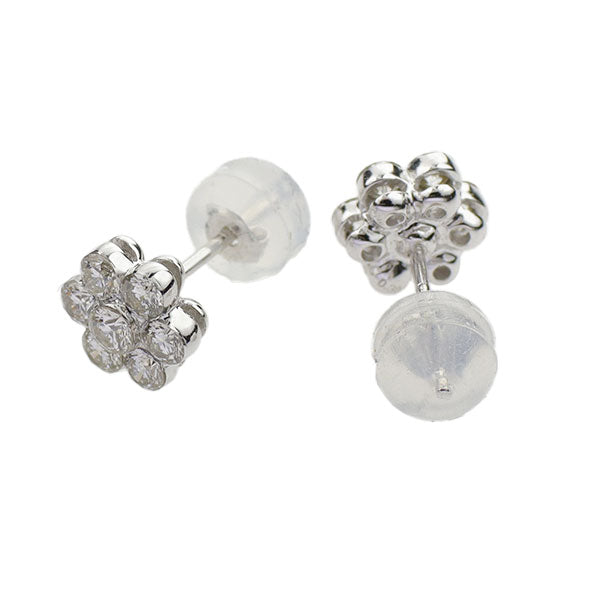 K18WG ダイヤモンド ピアス 0.60ct フラワー