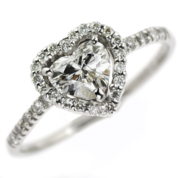 Pt900 ハートシェイプ ダイヤモンド  リング 0.525ct D0.10ct