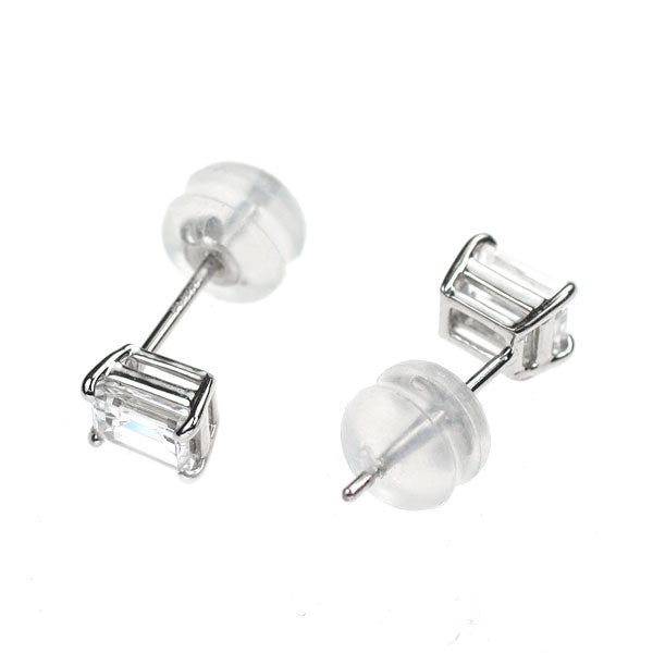 新品 Pt900 エメラルドカット ダイヤモンド ピアス 0.666ct H VS1