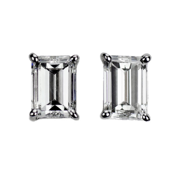 新品 Pt900 エメラルドカット ダイヤモンド ピアス 0.666ct H VS1