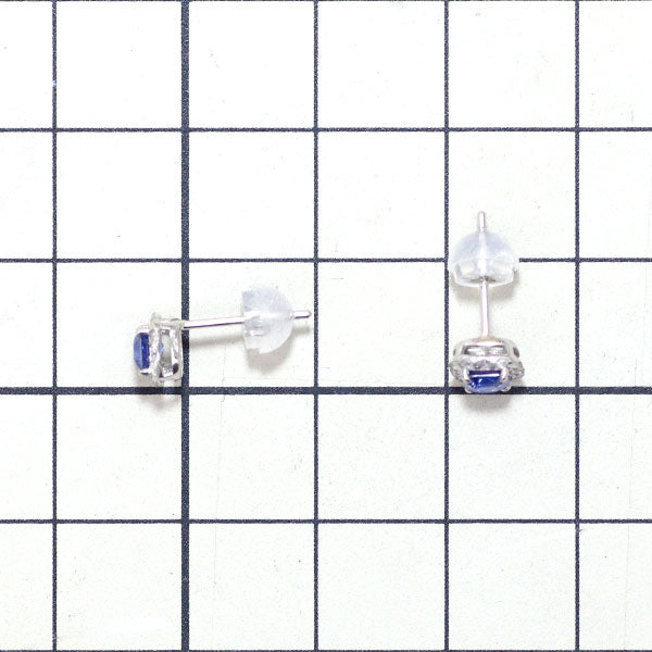 Pt900 スクエアカット サファイア  ローズカットダイヤモンド  ピアス 0.50ct D0.12ct
