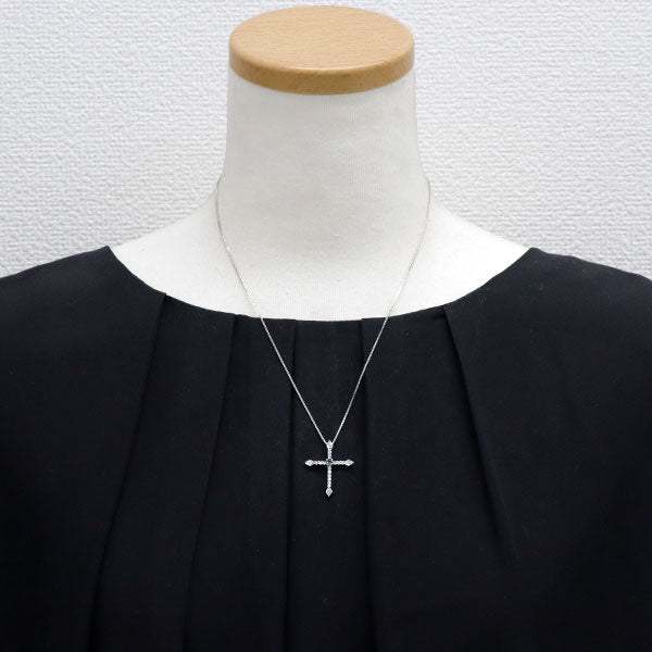 希少 K18WG アレキサンドライト ダイヤモンド ペンダントネックレス 0.11ct D0.24ct クロス