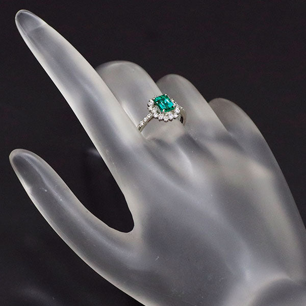 Pt950 エメラルド ダイヤモンド リング 0.80ct D0.34ct