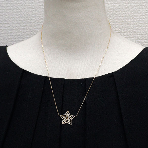 美品❣️D0.257&0.18CT✨スターカット❗️k18YGラインダイヤネックレス 美品❣️D0.257&0.18CT✨スターカット❗️k18YGラインダイヤ