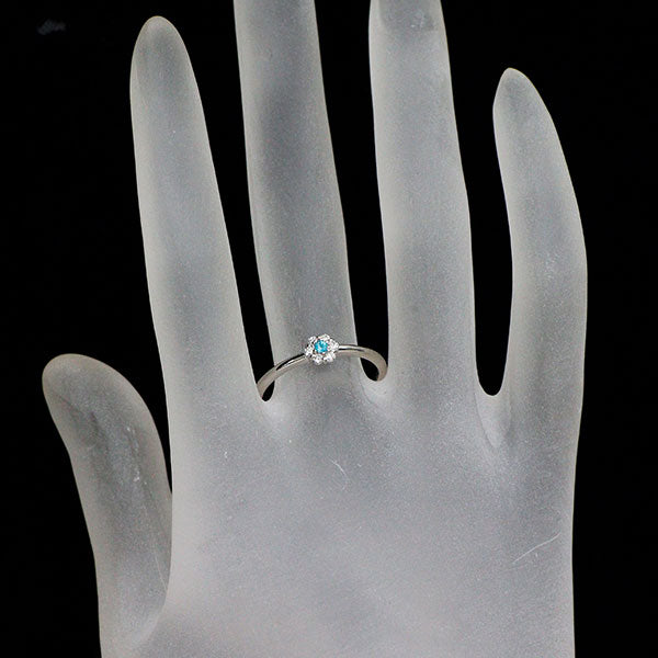 Pt900 ブラジル産パライバトルマリン ダイヤモンド リング 0.03ct D0.10ct フラワー