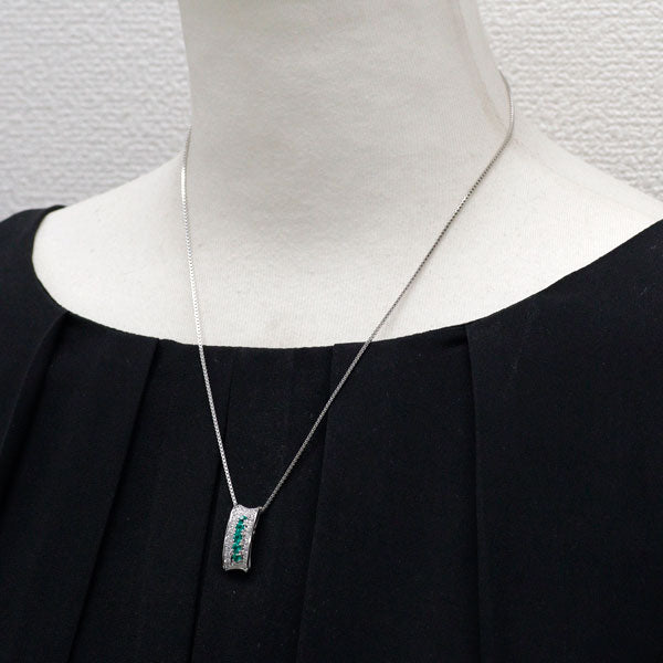 ポーラ Pt900 エメラルド ダイヤモンド ペンダントネックレス 0.30ct D0.40ct