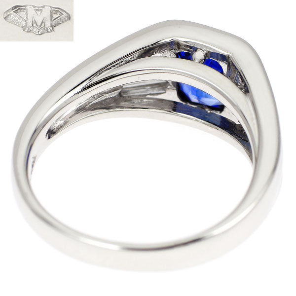 銀座ミワ Pt900 サファイア ダイヤモンド リング 1.45ct D0.38ct