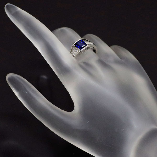 銀座ミワ Pt900 サファイア ダイヤモンド リング 1.45ct D0.38ct