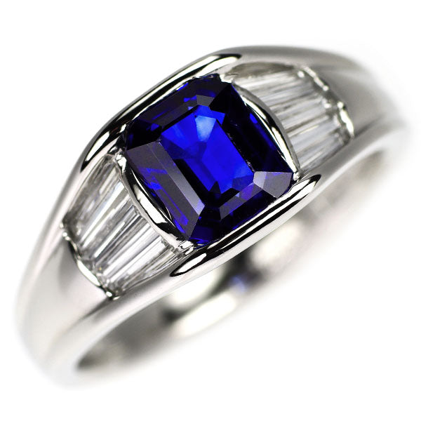 銀座ミワ Pt900 サファイア ダイヤモンド リング 1.45ct D0.38ct