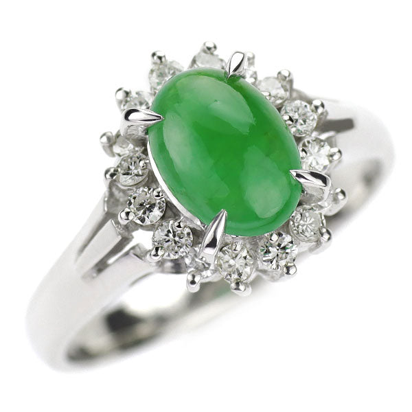Pt900 翡翠 ダイヤモンド リング 1.22ct D0.29ct