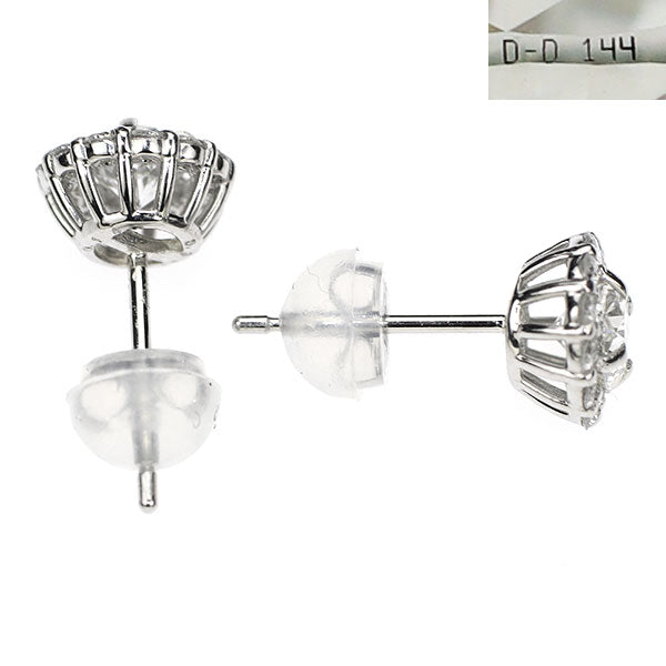 新品 Pt950 D&D144ダイヤモンド ダイヤモンド ピアス 0.686ct E/F VS1 SI2 D0.28ct【エスコレ】