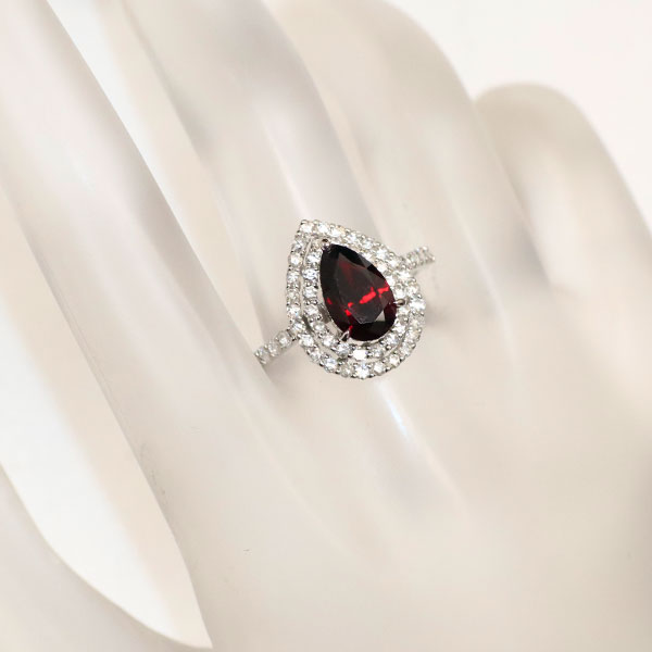新品 Pt950 希少レッドキャシテライト ローズカットダイヤモンド リング 3.57ct D0.58ct 【エスコレ】