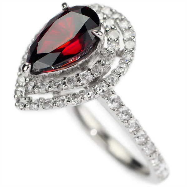 新品 Pt950 希少レッドキャシテライト ローズカットダイヤモンド リング 3.57ct D0.58ct 【エスコレ】