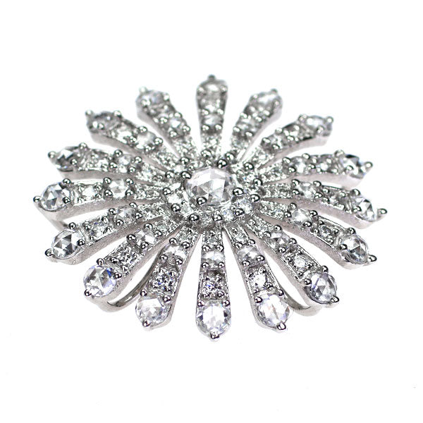 平和堂貿易 Pt950 ローズカット ダイヤモンド  ペンダントトップ 1.16ct D0.41ct フラワー