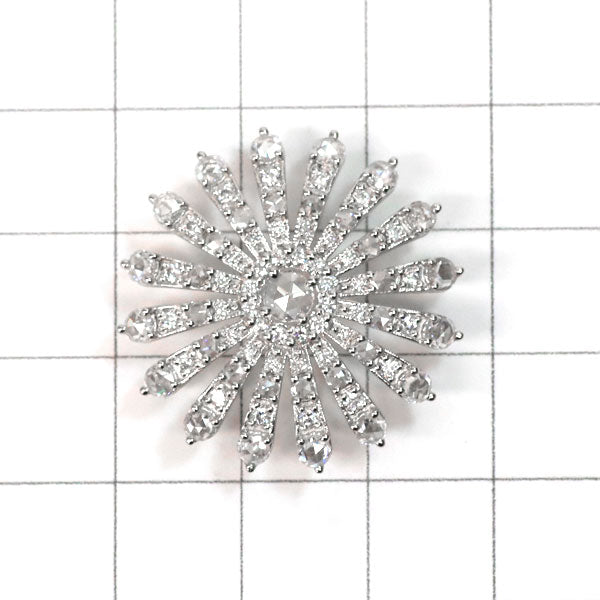 平和堂貿易 Pt950 ローズカット ダイヤモンド  ペンダントトップ 1.16ct D0.41ct フラワー