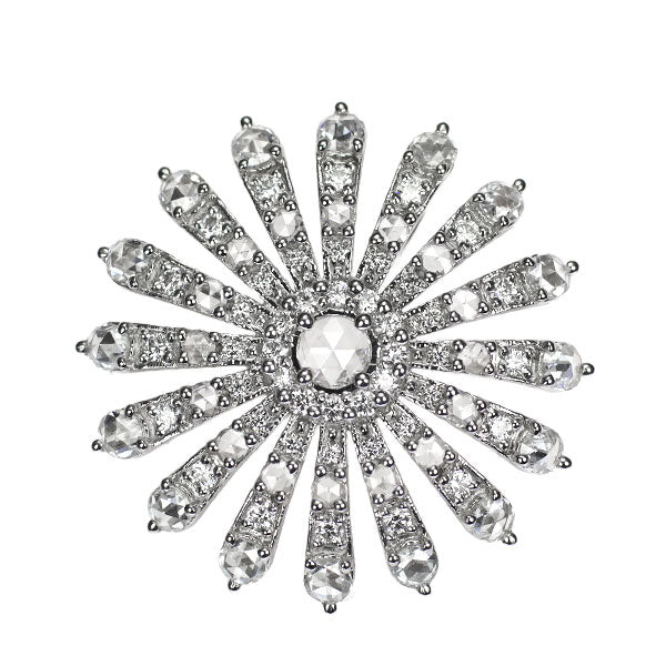 平和堂貿易 Pt950 ローズカット ダイヤモンド  ペンダントトップ 1.16ct D0.41ct フラワー