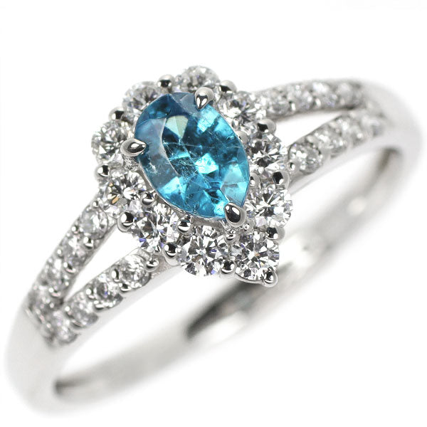 Pt900 ブラジル産 パライバトルマリン ダイヤモンド リング 0.384ct D0.44ct